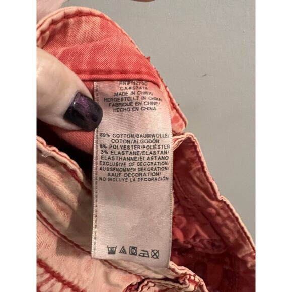 True Religion Red Acid Washed Skinny Pants Size 27 Western Boho - Picture 6 of 8